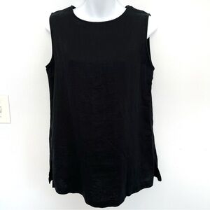 Linden Hill 100% Linen Top Size S Black Sleeveless